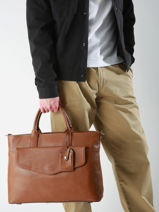 Leather Flandres Briefcase 1 Compartment Flandres Etrier Brown flandres EFLA8231-vue-porte