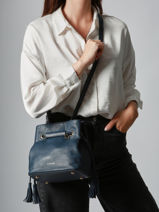 Small Leather Tradition Bucket Bag Etrier Blue tradition ETRA004S-vue-porte