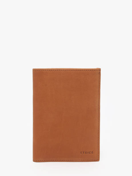 Leather Wallet Oil Etrier Brown oil EOIL442